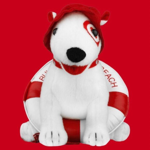 RARE Target Dog Plush Swim Ring Dog Stuffed Toy Bullseye - Picture 4 of 4